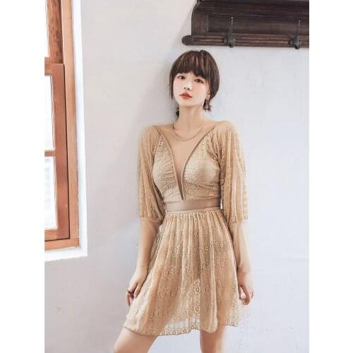 Tight Onepiece Swimsuit Swim Wear Women 2021 Bikini Beach Mayo Bathing Suit One Piece Plus Size Sexy Monokini Korea Bubble Khaki