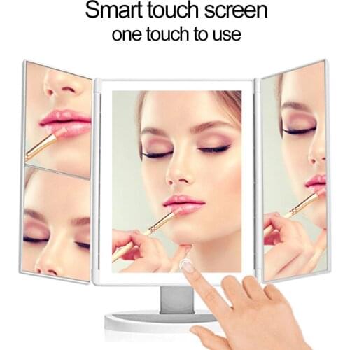 Wakeforyou Makeup Light Mirror Touch Screen Makeup Mirror 21 LED Lights 1X/2X/3X Magnification Mirror With Light USB Batteries
