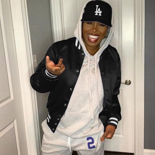 ZJFZML ZZ Women's Black Bomber Jackets