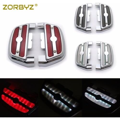 ZORBYZ 1 Pair Chrome Led Light Passenger Footboard Floorboard Cover For Harley Touring Trike Softail