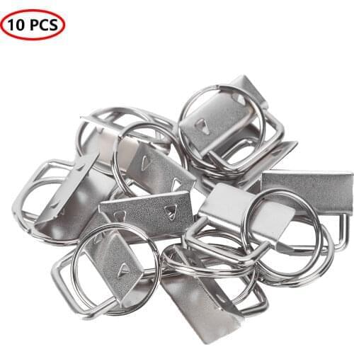 10Pcs Metal Key Chain Cotton Tail Clips DIY Hardware Keyring With Split Ring For Webbing Luggage Handbag Accessories Supplies