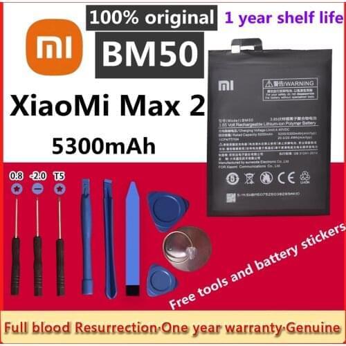 100% Orginal Xiao Mi BM50 5200mAh Battery for Xiaomi Max 2 Max2 MiMax2 High Quality Phone Replacement Batteries +Tracking Tools