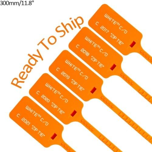 100Pcs Orange 2019"ZIP TIE" Off Labels White Sneaker Brand Logo Hang Tags Seals in Stock Running Shoes Decoration 300mm/11.8"