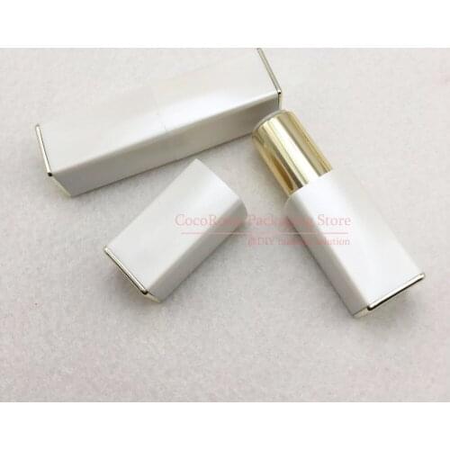 30 pieces/lot) Empty Pearl White Magnetic Lipstick Tube Square Lipstick tubes 12.1mm Lip Balm tube Magnetic Closure
