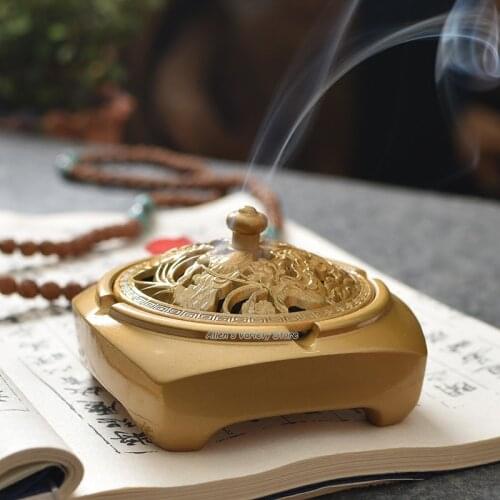 3D stereoscopic carving furnace Metal Brass Copper Coils incense Zinc Alloy Censer Thurible burner Coil Incense burner Incensory