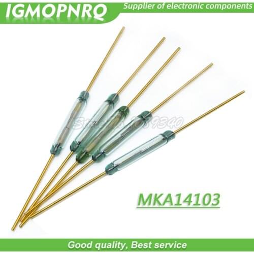 5pcs MKA14103 Reed Switch 1.8*10mm Magnetic Control Switch Green Glass Reed Switches Glass Normally Open NO Contact For Sensors