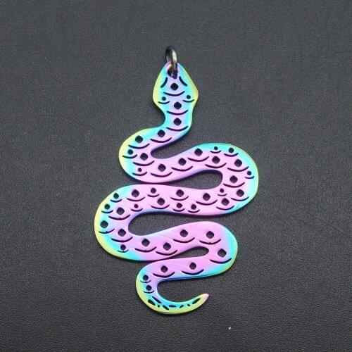 5pcs/lot 100% Stainless Steel Rainbow Snake DIY Charm Pendant Wholesale Factory Prices Custom Service Jewelry Necklace Charms