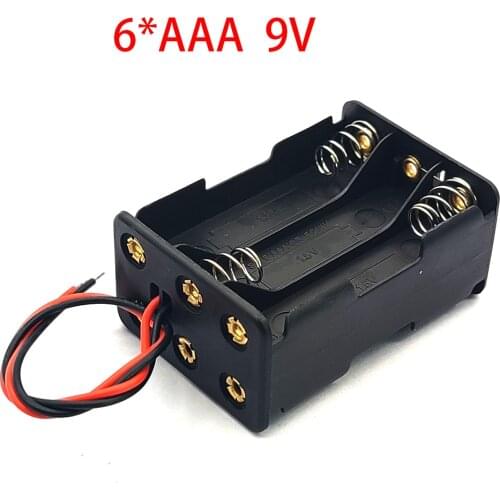 6*AAA 9V Battery Box Holder Back To Back 6AAA Battery Case AAA Storage Box With Wire Leads