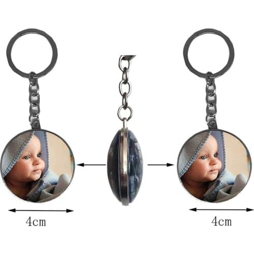 4cm Double-sided Personalized Photo Pendant Baby Customized Keychain Photo Gift for Mom and Dad