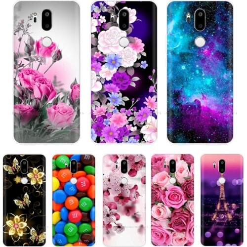 For LG G7 ThinQ Cover Case TPU Silicone for LG G7 ThinQ G710 Cartoon Floral Pattern Case for LG G7+ Cell Phone Case Cover Coque