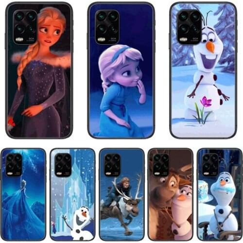Phone Case Disney Frozon Elsa Olaf Phone Case For xiaomi Redmi Note 9S 8 7 6 5 A Pro T Anime Black Cover Silicone Back Pretty s