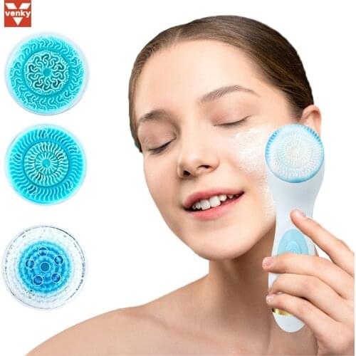 VENKY 3 in 1 Electric Silicone Facial Cleansing Brush Galvanic Spa Skin Care Sonic Vabrating Massage Pore Cleaner Face Massager
