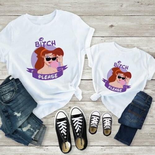 Disney Hercules Tees Women T Shirt Edgy Funny Princess Meg Print T-shirt Casual Kids Clothes Mom and Baby Family Look Outfits
