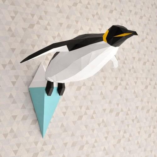 Art Crafts Diy Toys Leaping Penguin 3D Paper Model Diy Craft Statue Sculpture Papercraft Wall Decoration Living Room Home Decor