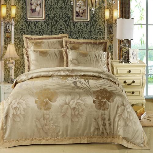 4Pcs 60 Cotton Satin Jacquard AB side fabric bedding sets queen king size duvet cover set Sheet set pillowcase bedclothes