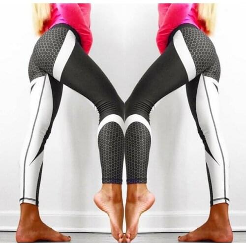 Hot Mesh Pattern Print Leggings fitness For Women Sporting Workout Leggins Elastic Slim Black White Pants push up Dropshipping
