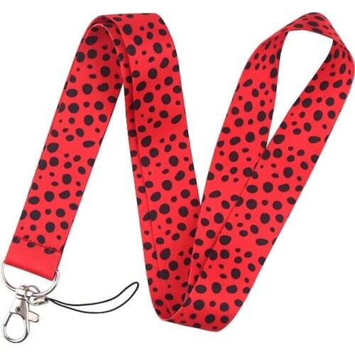 Fashion Insect Ladybug Neck Straps Lanyards Keychain Children ID Card Bus Pass Badge Holder Soft Webbing Hanging Rope Ornaments