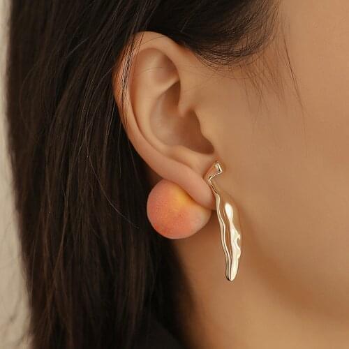 YANGLIUJIA Fashion Fruit Peach Earrings Europe United States After Personality Hanging Earrings Metal Leaf Earrings Ms Jewelry