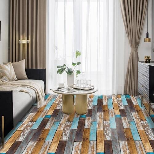 Floor Mural Waterproof Vinyl Wood Grain Self Adhesive Wall Stickers Home Decor Living Room Vintage