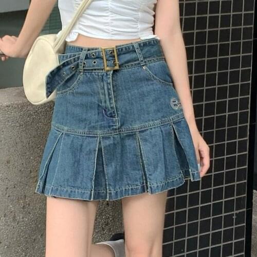 Japanese New Summer Casual Denim Mini Skirt Women High Waist Thin All-Match Sexy Package Hip Short Party Korean Style Skirt