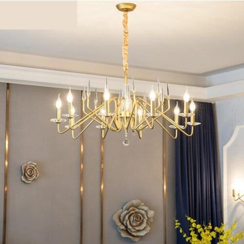Gold home living room Chandelier Lighting Lustre Crystal Lamp Ceiling country wrought iron light modern bedroom dining room lamp