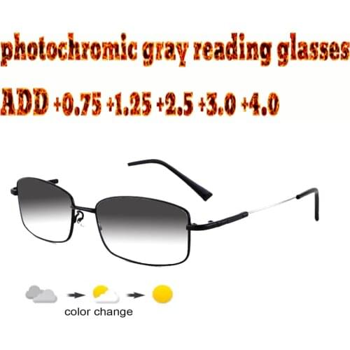 Alloy Frame Ultralight Photochromic Reading Glasses for Business Men Gentlemen Women+1.0 +1.5 +1.75 +2.0 +2.5 +3 +3.5 +4