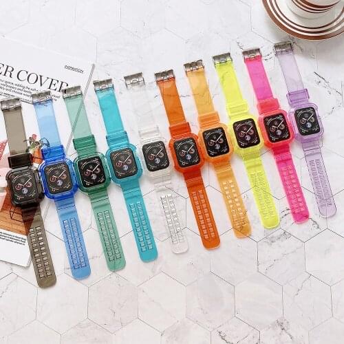 Newest Sport Strap for Apple Watch Band Series 6 1 2 3 4 5 silicone Transparent for Iwatch 5 4 Strap 38mm 40mm 42mm 44mm wirst