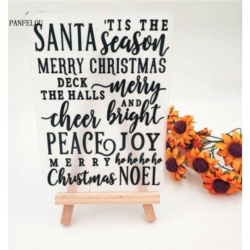 SANTA PEACE Embossing Folders Plastic For Scrapbooking DIY Template Fondant Cake Photo Album Easter Card MakingHalloween