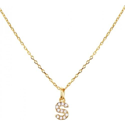 Argentum Concept- S Letter Gold Plated Silver Necklace-N159201