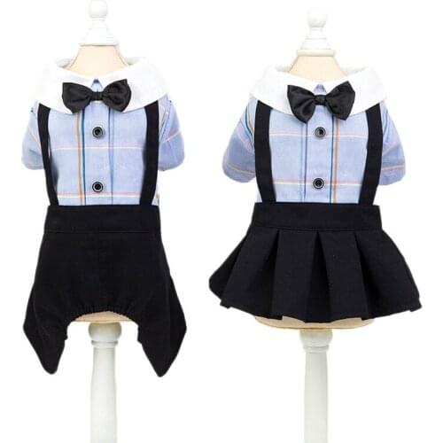 Spring And Summer New Pet Clothing Dog Couple Wear Student Suit Teddy Bear Dog Four-Legged Clothes Dogs Skirt Cat Clothing