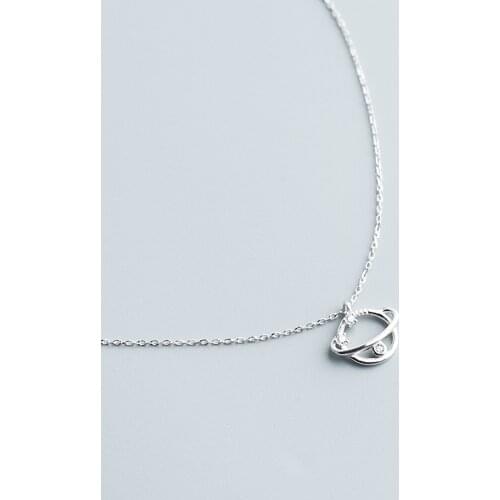 Universe Planet S925 Sterling Silver Clavicle Necklace For Female With Fashion Semi Precious Stone Simple Necklace