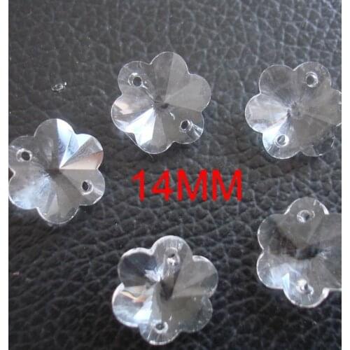14mm High Quality Clear Glass Crystal Plum Flower Beads With 2 Holes Crystal Prism Glass Beads