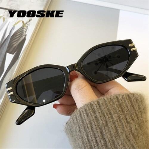 YOOSKE Vintage Black Sunglasses Women Luxury Brand Designer Cat Eye Sun Glasses Men Small Traval Eyeglasses UV400 Goggles