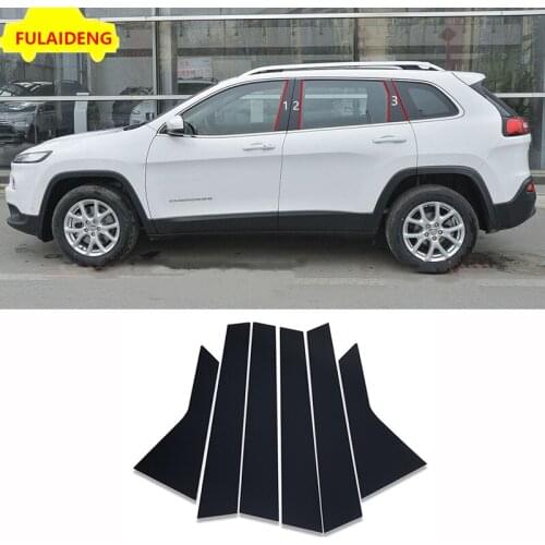 6pcs For Jeep Cherokee 2016-2020 Black Door B,C Pillar Mirror Plate Molding Car Styling Accessories