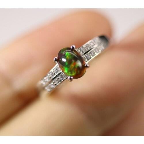 TBJ, 2021 simple black Opal Ring oval 5*7mm 0.8ct natural ethiopia colorful gemstone fine jewelry for women girls daily wear