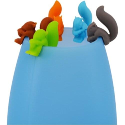 1 Pcs 5Colors Optional Silicone Tea Infuser Squirrel Device Tea Bag Hanging Snail Mug Cup Clip Label Party Birthday Supplies