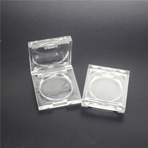 1PCs Mini Square Eyeshadow Powder Case with Clear Cap, Empty Small Lip Balm Box, Plastic DIY Blush Container Inner Diameter 40mm
