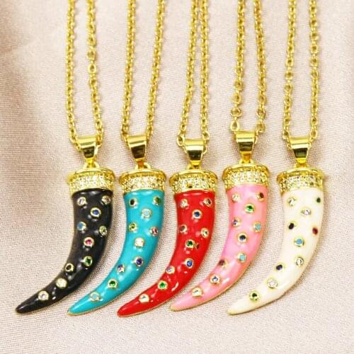 10 Pcs Enamel Horn style Pendant Necklace Jewelry Pendant Necklace Jewelry Accessories Jewelry Necklace Gift 51819