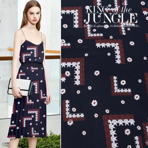 50x140 cm 100% natural mulberry silk printed fabric 12mm summer thin crepe de chine drape shirt for dress fabric cloth