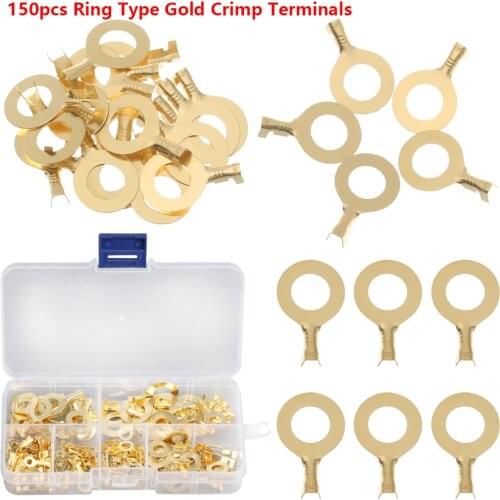 150PCS M3 M4 M5 M6 M8 M10 Ring Lugs Ring Eyes Copper Crimp Terminals Cable Lug Wire Connector Non-insulated Assortment Kit