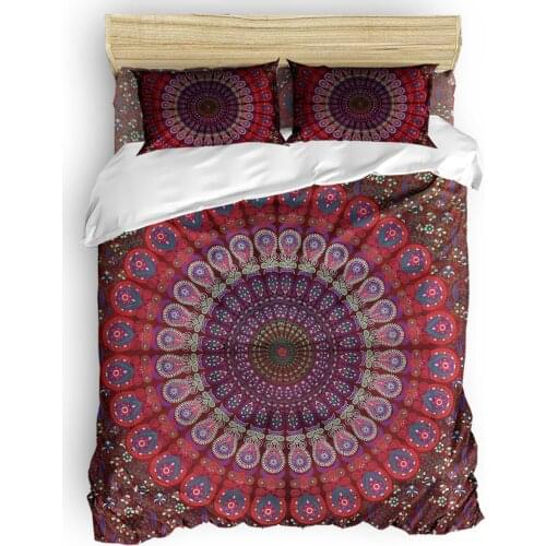Mandala Pattern Red Duvet Cover Set Warm and comfortable 2/3/4pcs Bedding Set Bed Sheet Pillowcases Cover Set