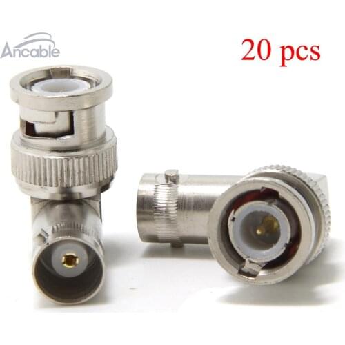 20 Pcs Adapter 90 Degree BNC Plug Male To BNC Female Jack RF Connector Right Angle M/F