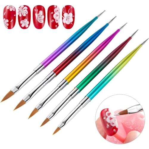 5Pcs/set Nail Art Brush UV Gel Builder Painting Dotting Pen Carving Tips Professional Salon Tools Brushes Manicure Tools Kit