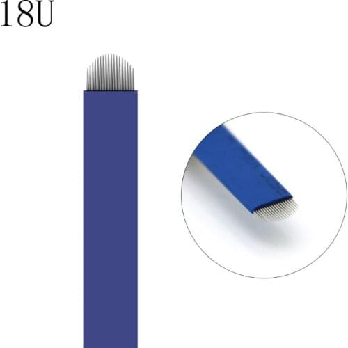 50 Pcs 0.20mm Blue Microblading Eyebrow Tattoo Permanent Makeup Manual Blades Filler 18 U Shape For Permanent Makeup Manual Pen