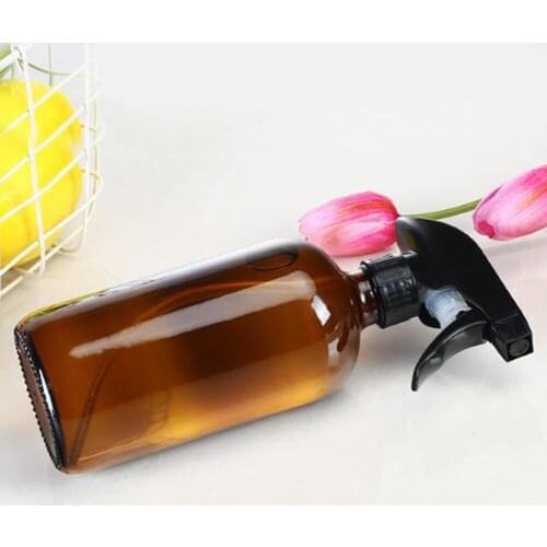 500ml Transparent Brown Glass Bottle Spray Soap Liquid Medicine Essential Oil Bottle Container with Stopper