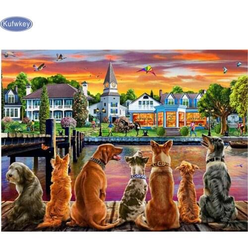 5D Diy Diamond Painting Stitch Cross Amsterdam,full Diamond Embroidery dog,cat,Rhinestones Diamond Mosaic Stickers Home decor