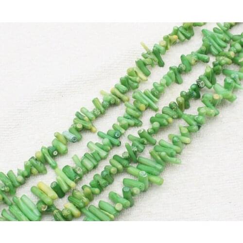 6-11mm Green Coral Twig Loose Beads 15",Min.Order $10, provide mixed wholesale for all items