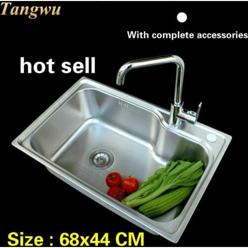 Free shipping Hot sell 304 stainless steel balcony kitchen sink ordinary single slot 68x44 CM