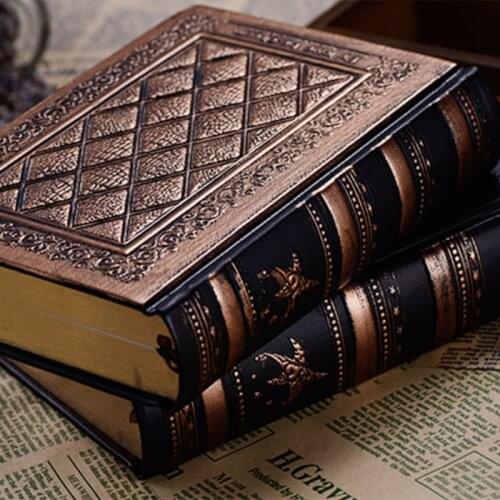 Notebook Journal Book European Vintage Emboss Hardcover Luxury Leather Cover Black Gold Diary Office School Stationery Supplies