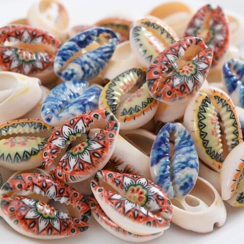 10-40Pcs/pack Oval Shape Painted Natural Shell Beads 3 Color Loose Spacer Beads DIY Jewelry Making Necklace Bracelet Accessories